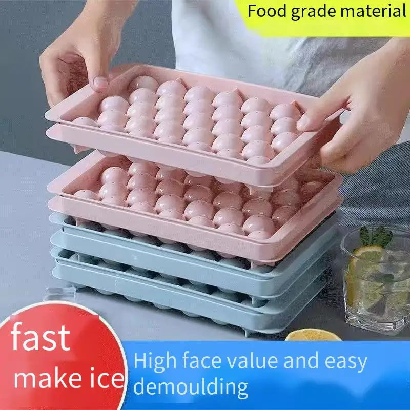 قالب مكعبات الثلج من السيليكون الناعم، صندوق صنع الثلج المنزلي لهوكي الجليد، صينية مكعبات الثلج الكروية، فاز تخزين الثلج المصنوع من السيليكون المستدير من الويسكي #4