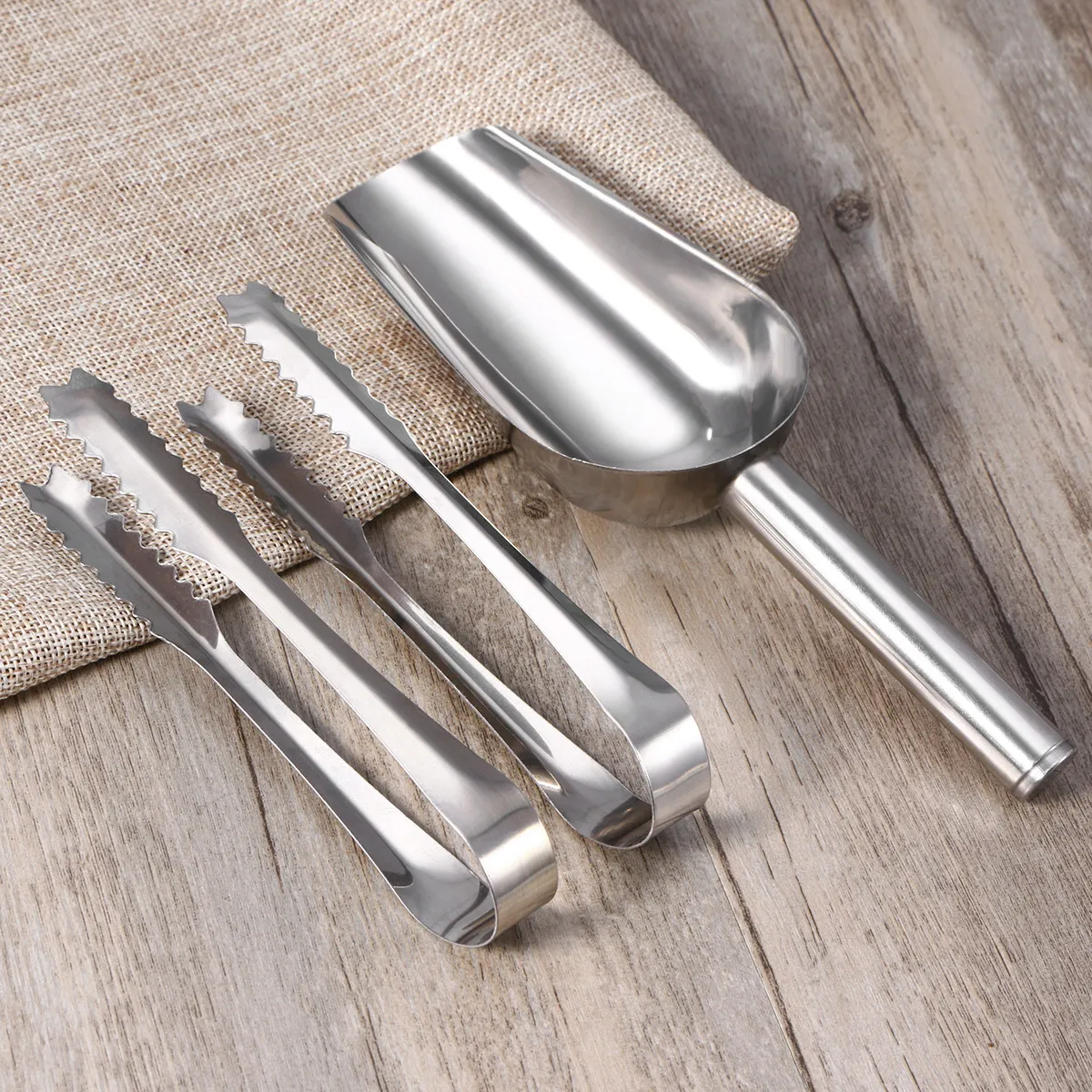 Home Bar Set - 5 Parça Paslanmaz Çelik Buz Kepçesi