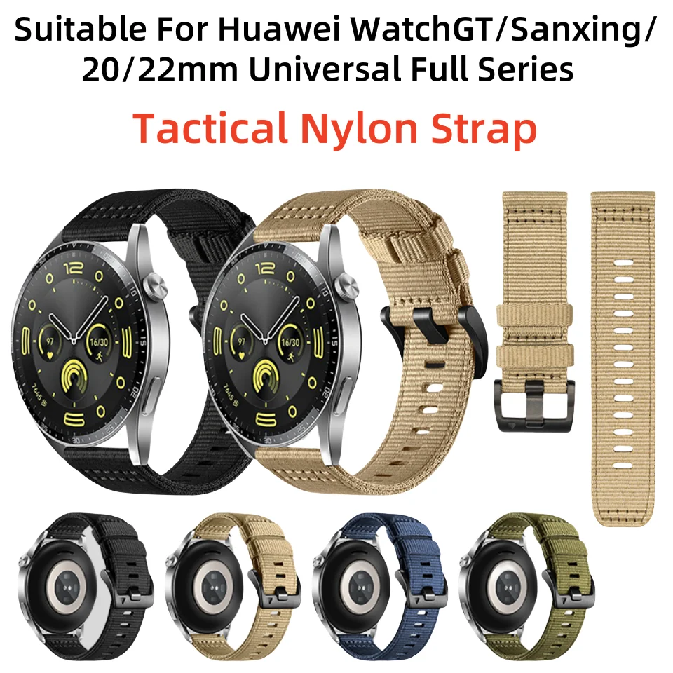 Suitable for Huawei GT for Samsung/20/22mm universal full range of tactical nylon straps,breathable and sweat-proof