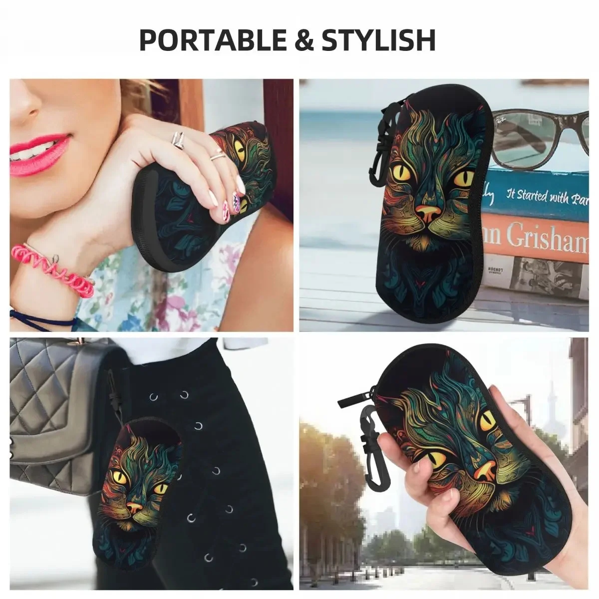 Magic Cat Glasses Case Cover animal Art Portable Sunglasses Pouch Men Women Travel Eyeglass Protector Trend Eyewear Bag