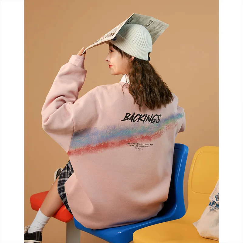 

2023 Spring Autumn Sweatshirt Women New Fashion Rainbow Print Sweatshirt Loose Casual Clothes