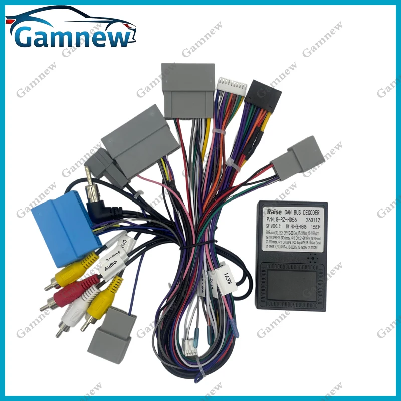 Gamnew Car 16pin Wiring Harness Adapter Canbus Box Decoder Android Radio Power Cable For Honda Accord 2019-2022