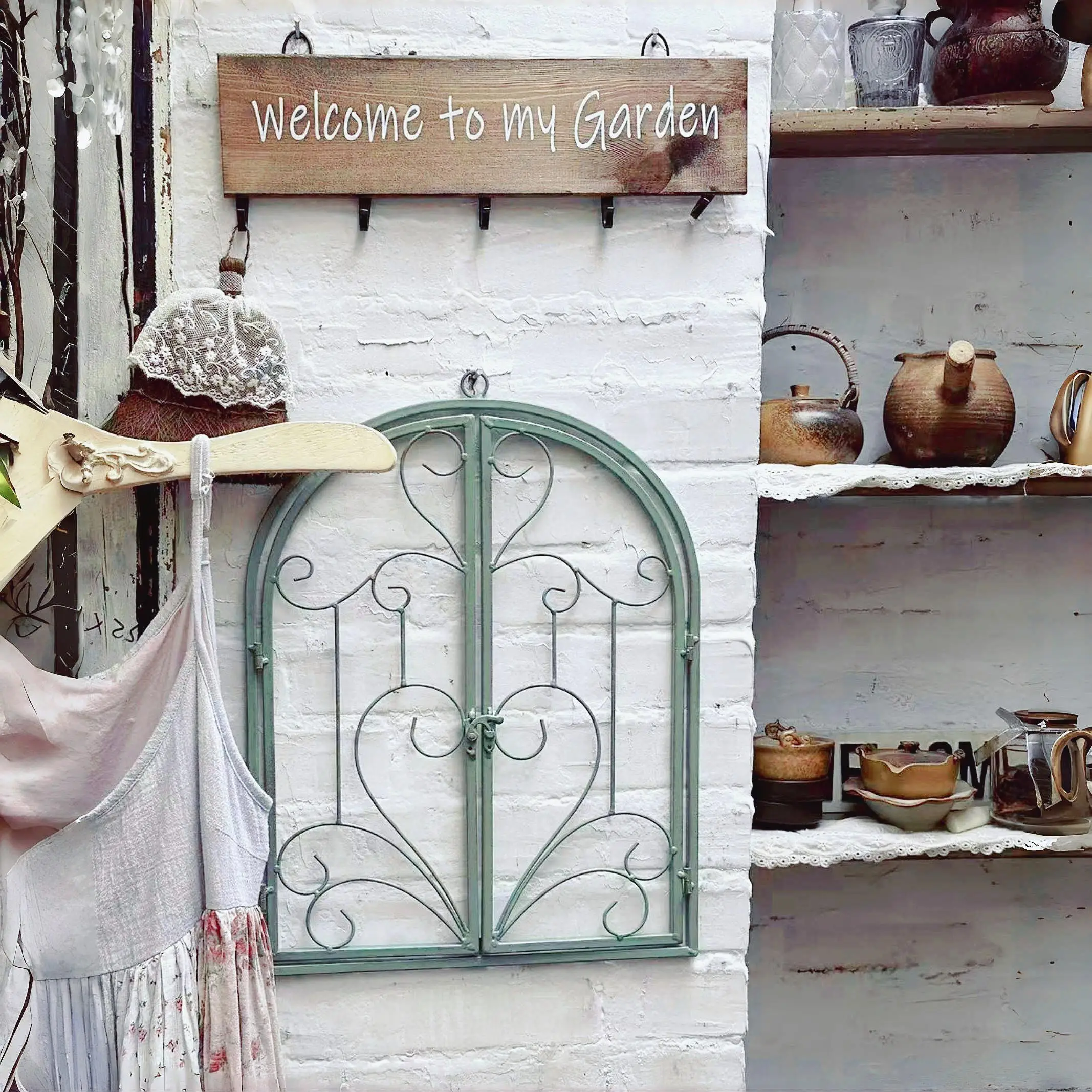 

Pastoral wall hanging fake window terrace yard wall decoration garden decoration iron art real window restaurant background