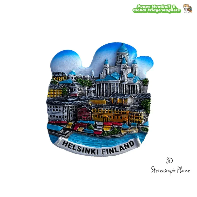 Helsinki, Finland Cityscape Magnetic Fridge Magnet Internet Celebrity 3D Travel Magnet Decorative Souvenir