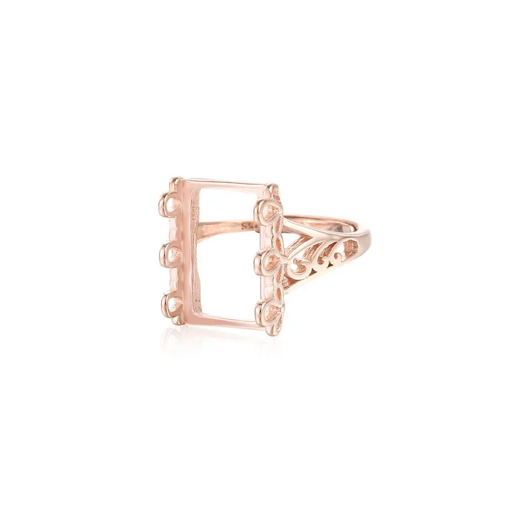 

Ring Blank for 9x14mm Rectangle Cabochons Ring Setting Gold Plated 925 Silver Adjustable Ring Base