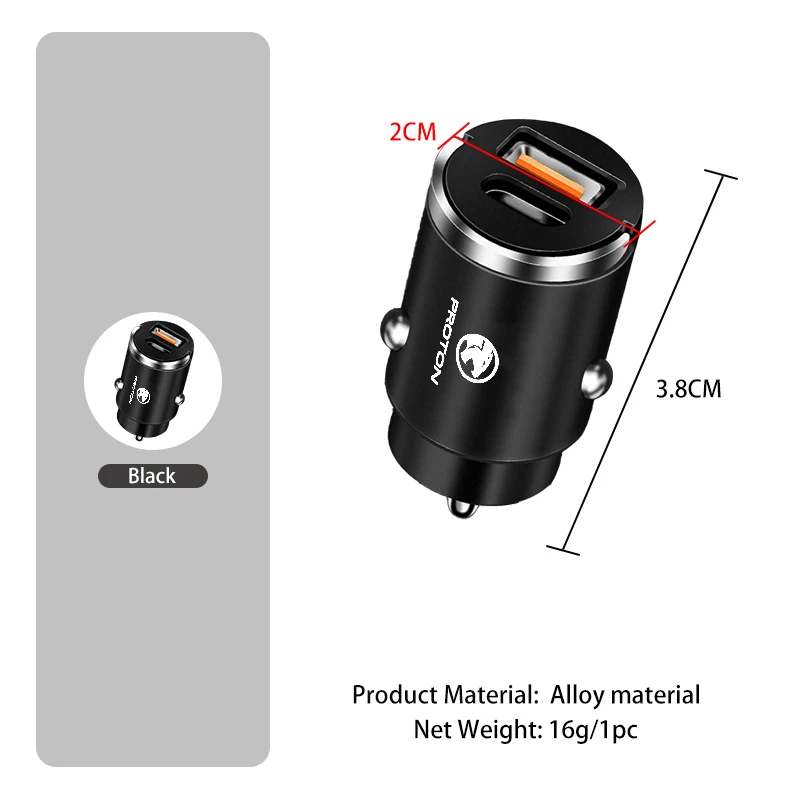 Car 30w Dual Port USB High Power Charger PD Pull Ring Fast Charging For Proton Exora Iriz R3 Wira Saga Satria X50 V6 X70 L3 L5 5