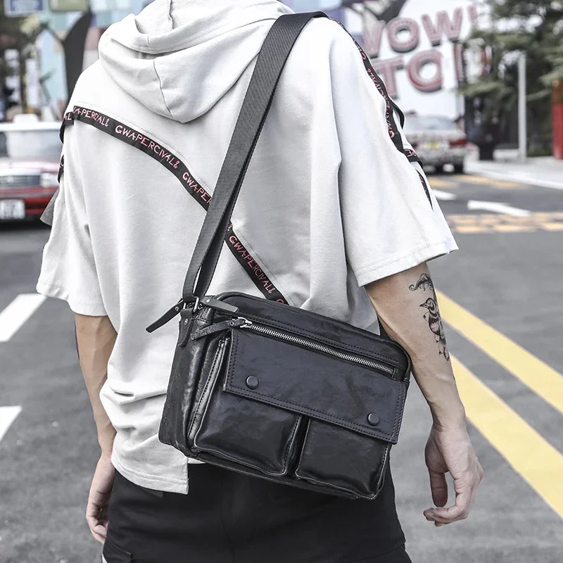 SENOFAN Shoulder Bag Men Multifunction Cow Genuine Leather Crossbody Messenger Bags For Man Big Capacity Travel Ipad Pocket Male