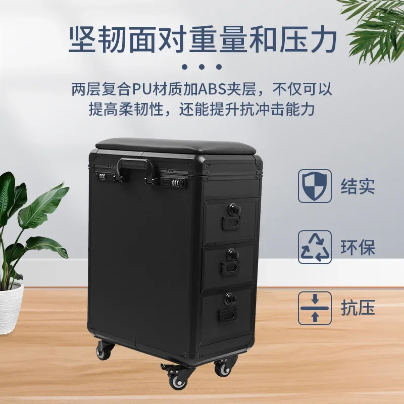 For High-Capacity Draw-Bar Box Dual Purpose Able Arm Bracket Portable Suitcase Tattoo Trolley Bag Artist Tools Storage
