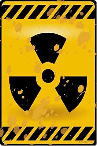 Retro Metal Tin Sign,Radioactive Nuclear Hazard Warning Funny Sign Exterior Home Cave Garage bar Wall Decoration Vintage Meta