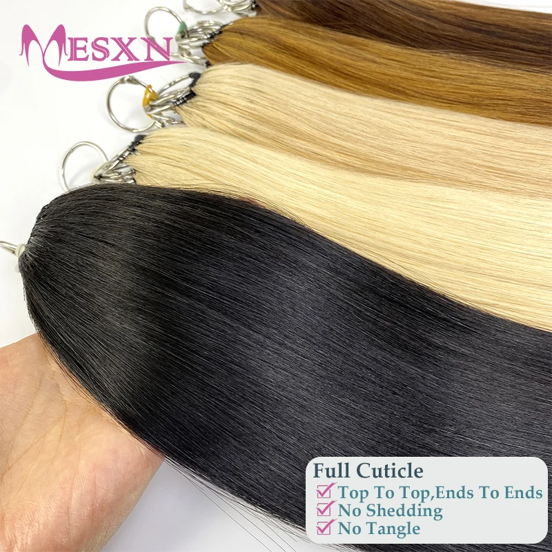 MESXN-extensiones de cabello con plumas, Cabello 100% humano Real, Natural, cómodo e Invisible, tejido a mano, marrón y Rubio, 613