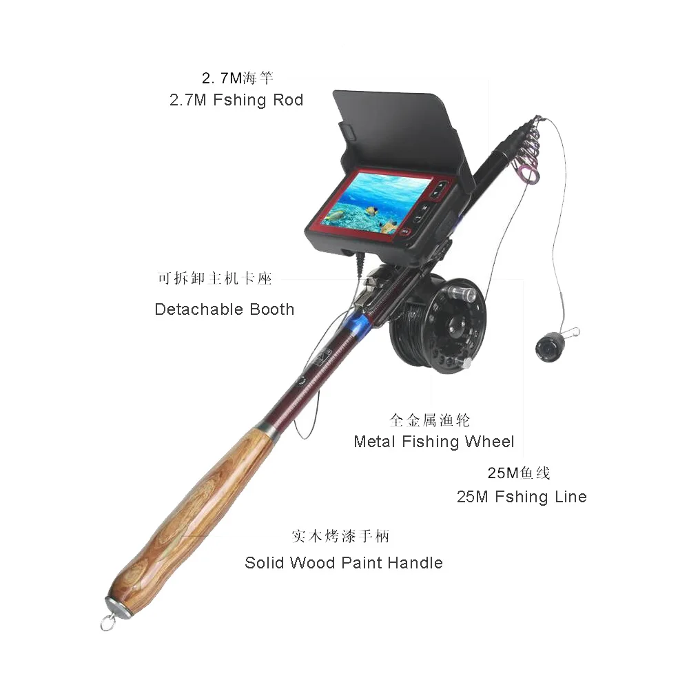 HR-3505DFL High Quality High Resolution Portable 3.5Inch 15M  Underwater Fishing Camera On Rods