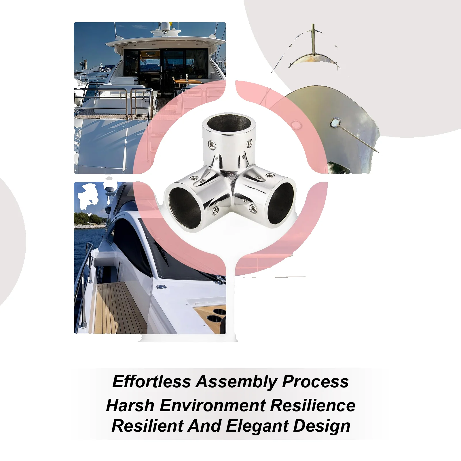 اليد السكك الحديدية تركيب موصل الفولاذ المقاوم للصدأ 3 طريقة لوازم بحرية قارب درابزين الأجهزة ل السفينة الدرابزين يخت الأنابيب حوض #3