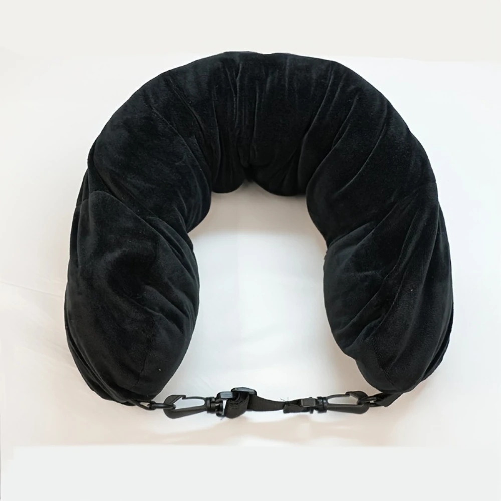 

Travel Pillow With Storage Pouch, Adjustable Polyester Neck Support, Comfortable & Lightweight