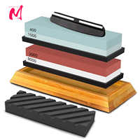 Sharpening Stone Knife Sharpener Grit Whetstone Professional Grindstone Set Wood Base Angle guide Polishing Tool