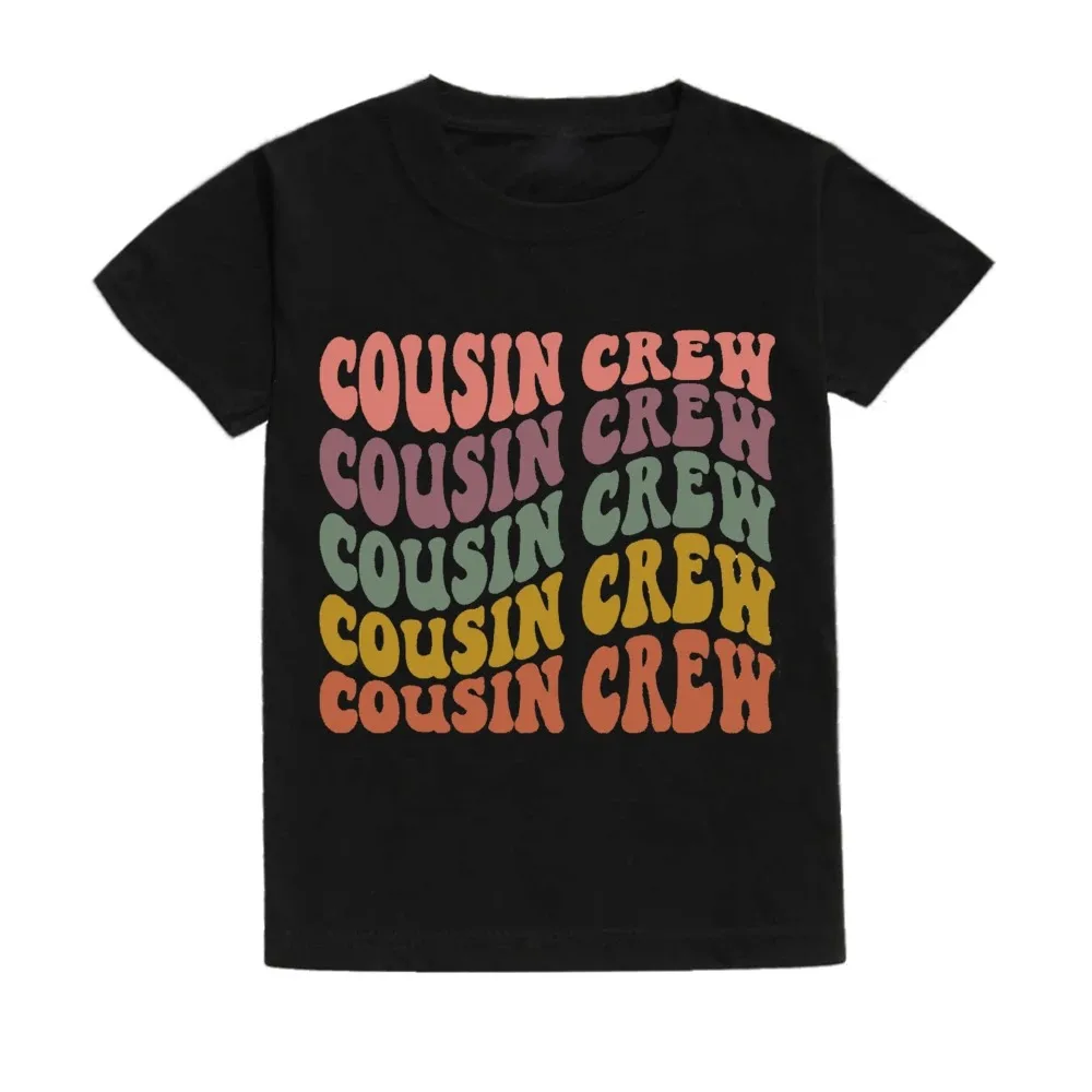 Cousin Crew-Camiseta Retro Bohemia para niños, camiseta Natural para niños, camiseta de manga para niños, ropa para niños y niñas