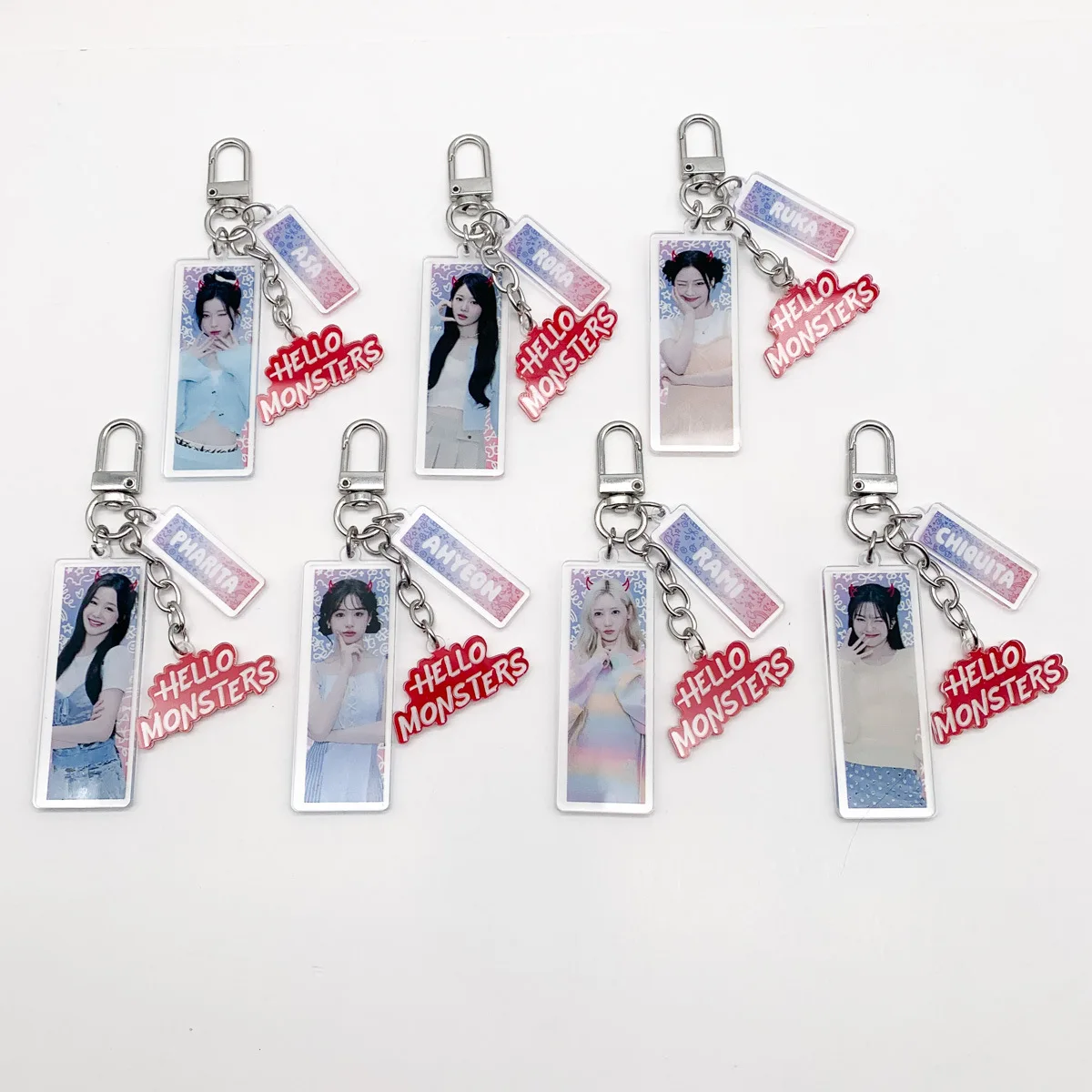 Kpop BABYMONSTER World Tour Hello Monsters Keychain 6CM Acrylic Printing Pendant Accessories AHYEON RAMI Fans Collections Gift