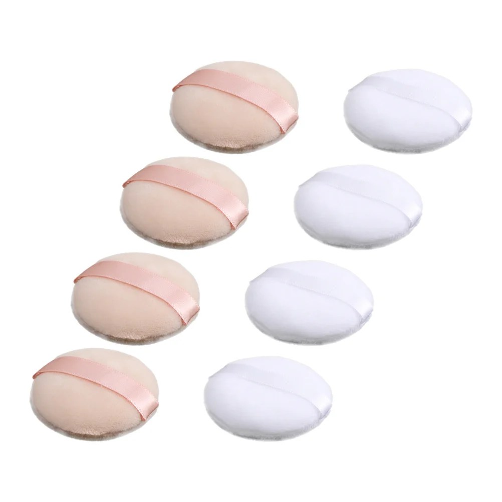 Poudre de maquillage floquée souple pour femmes, 8 pièces, Application de poudre libre, bouffante de maquillage, tampon cosmétique