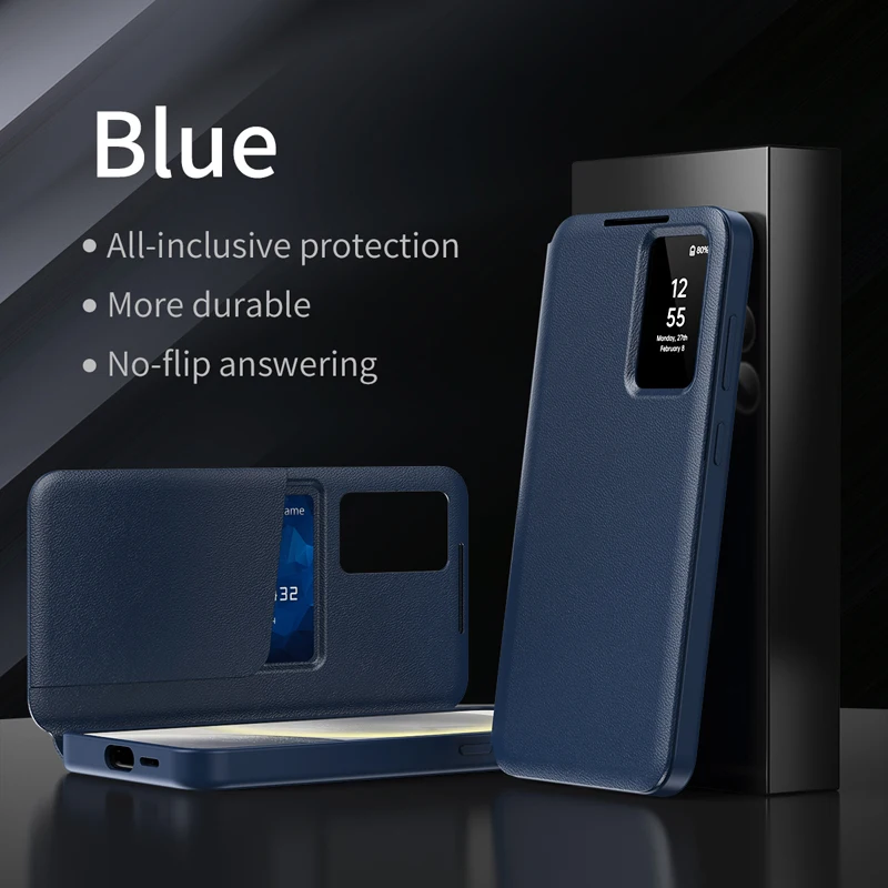 

For Samsung Galaxy A56 A55 S23 S24FE Case Smart View Window PU Leather Wallet Flip-Free Answering Cover with Card Slot