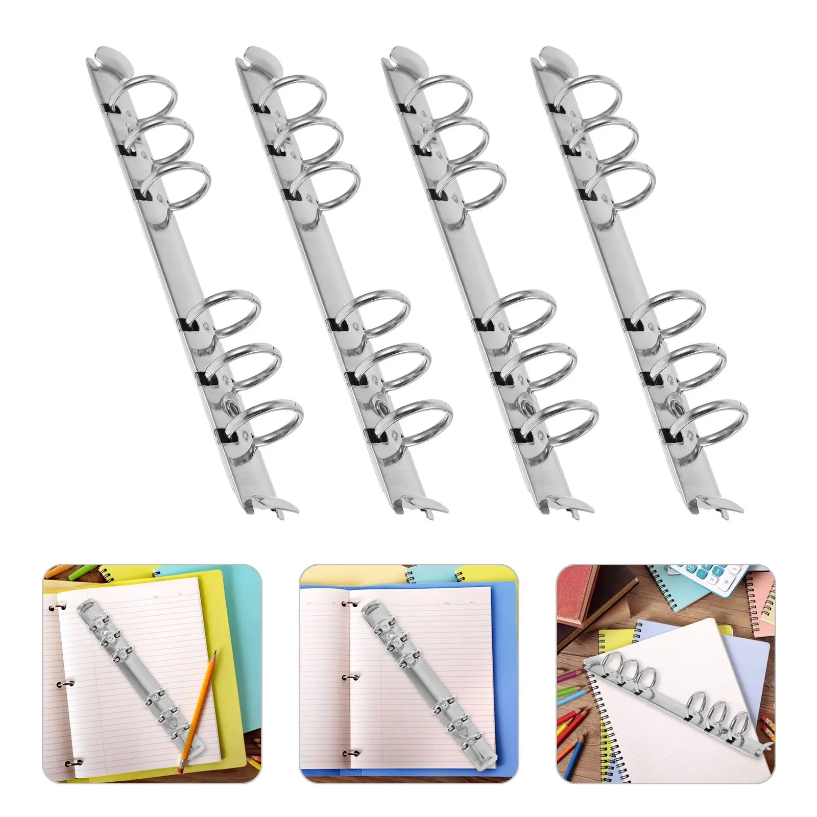 

4 Pcs Small Binder Inner Core Metal Loose Leaf Rings Stainless Steel Cute Office Supplies