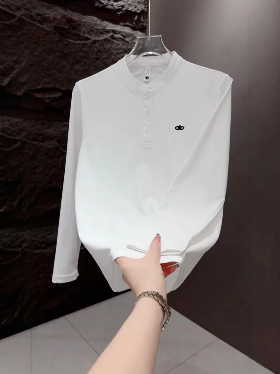 

Fall 2025 Men's Faion Simple Loose Casual Hoodie round Ne Stand Collar Button up High End Top Breathable Comfortable ex