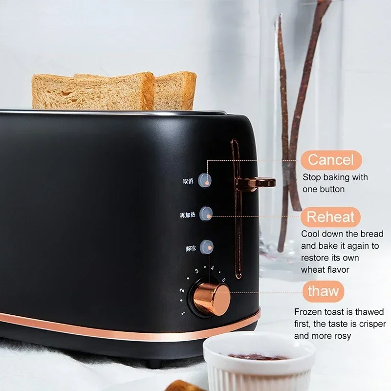 Automatic Toaster Sandwich Maker Grill 2 Slices Slot Cooking Bread Toast Oven Household Electric Breakfast Baking Machine Heater