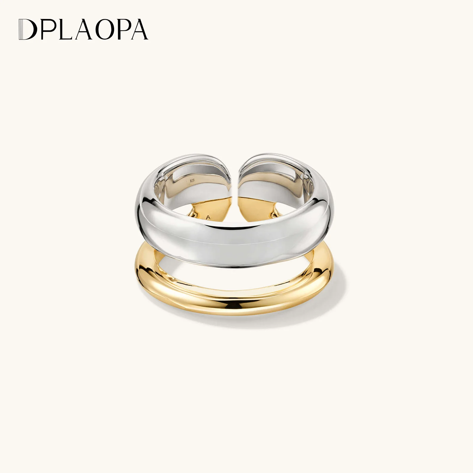 DPLAOPA 925 Sterling Silver Gold Double Color Plating Resizable Ring Adjustable Women New Trend Luxury Fine Jewelry Gift