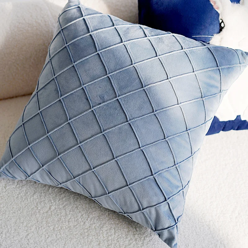 Plush pillow cover, flower, rabbit, cute, blue, for sofa, living room, bed side, 45x45 cm