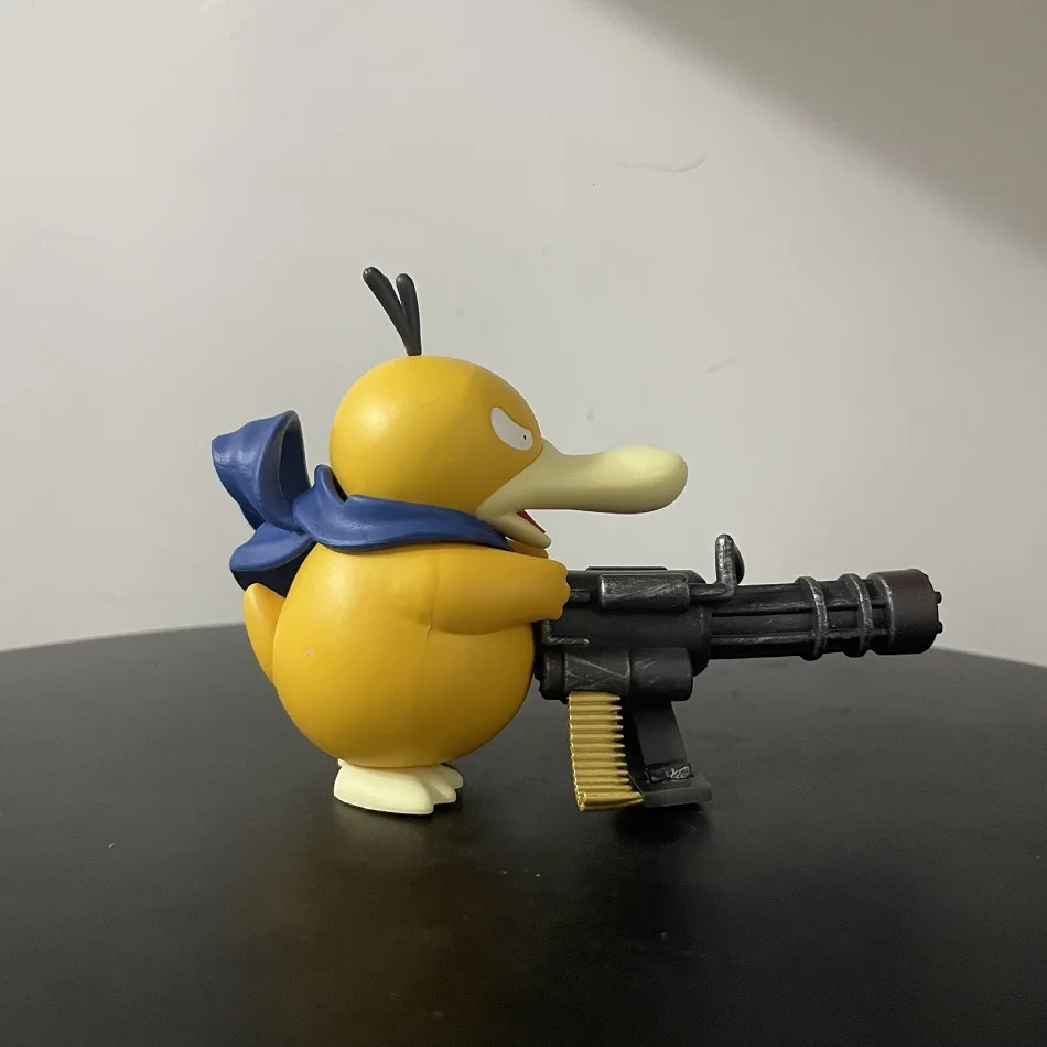 Serie Psyduck with Trumpet & Gatling Gun Figure Toy, Cute Duck Anime Figurine Model, Collection Ornament Birthday Gift for Fans view 5