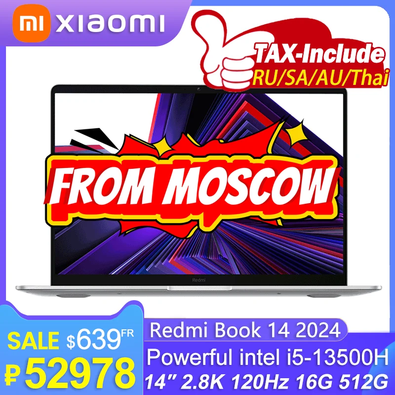 Xiaomi RedmiBook 14 2024 intel i5 13500H 16G RAM 512G SSD 14inch 2.8K 120Hz Screen