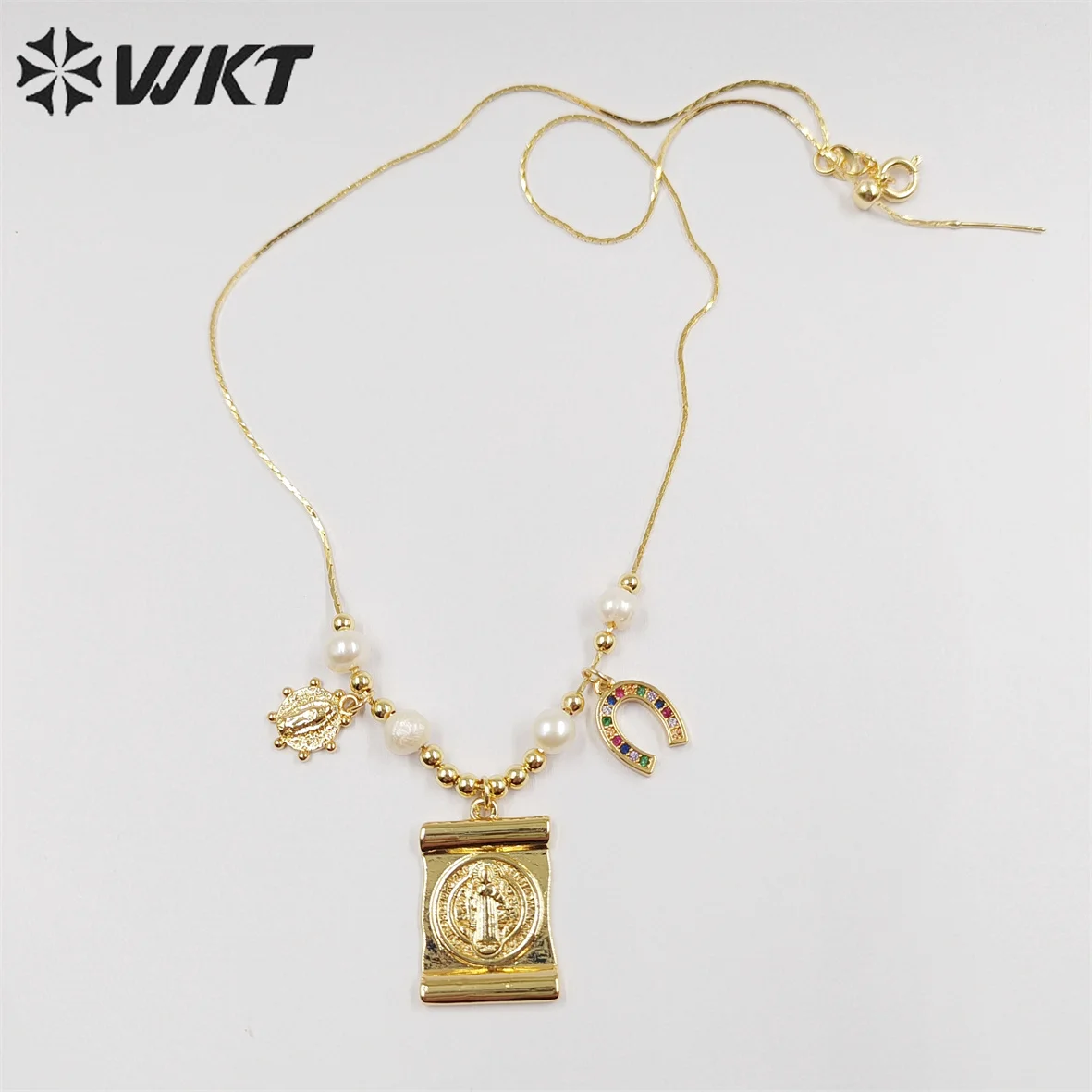 

WT-JN230 WKT 2023 new sale Good quality 16inch necklace women wedding chain Elegant square shape necklace girl ins zircon