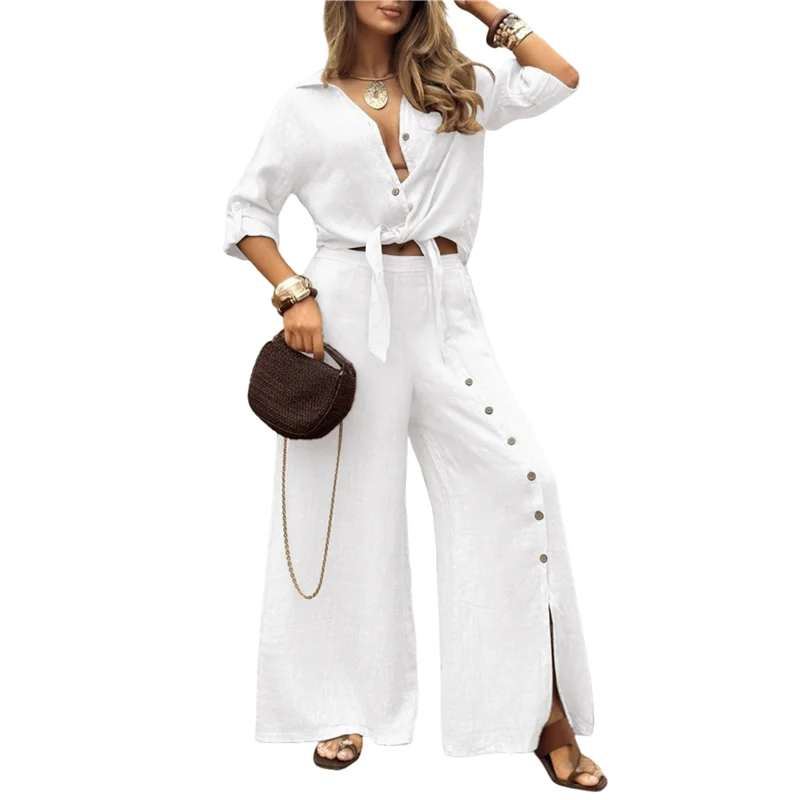 ASDS-Camiseta de playa de manga larga para mujer, blusas, traje de baño, cuello con botones