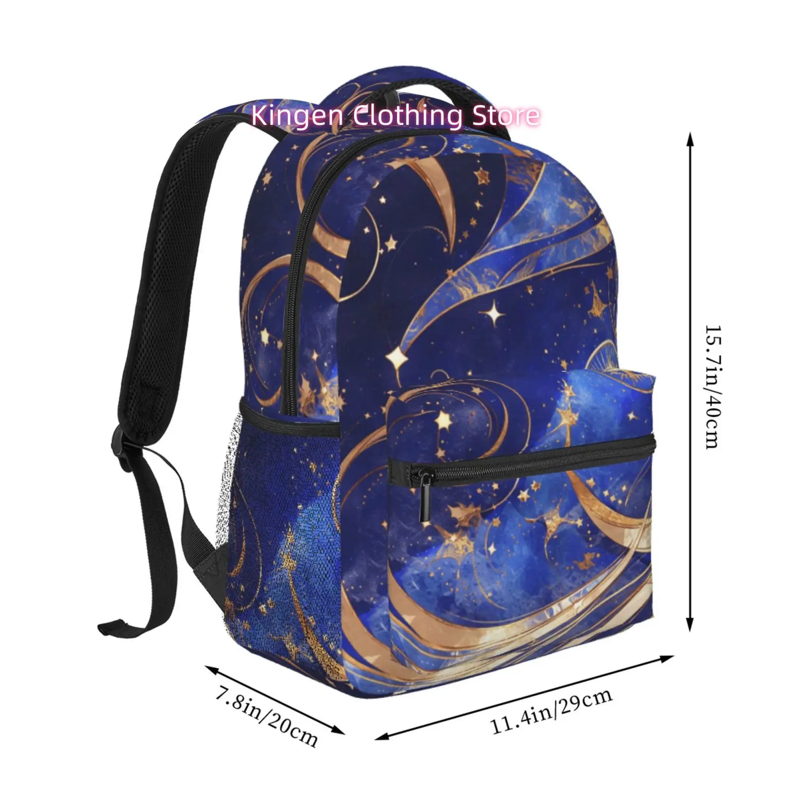 Lightweight Oxford Cloth Backpack with Adjustable Shoulder Straps & Gilded Cosmic Starry Sky Print - Suitable for Travel,, Gym,