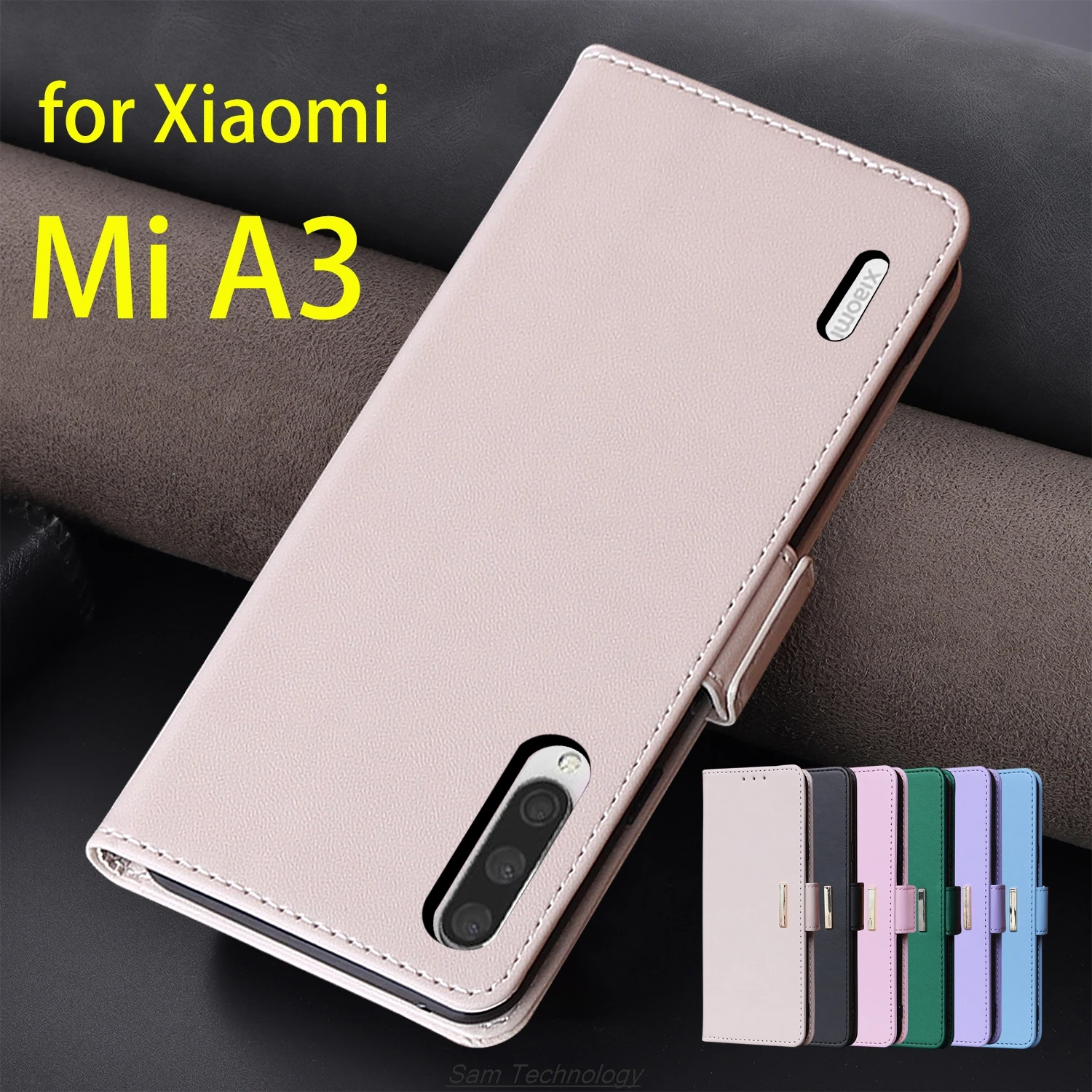 

Кожаный чехол с магнитной пряжкой для Xiaomi Mi A3, 6,09 дюйма, кошелек с RFID-блокировкой, откидная крышка, женский простой чехол, чехол Fundas Coque