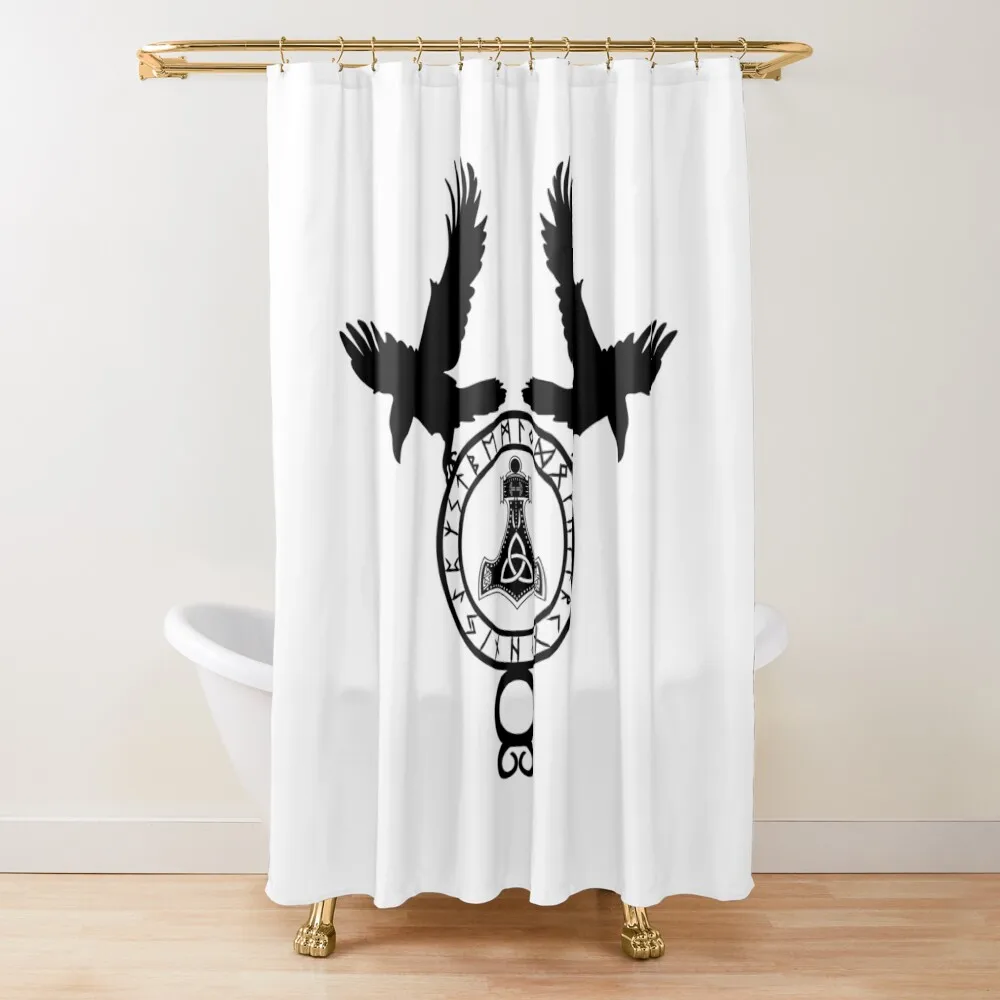 

Mjolnir /// Huginn and Muninn (Variant I) Shower Curtain Luxury Bathroom Waterproof Bathroom Shower Set For Bathroom Curtain