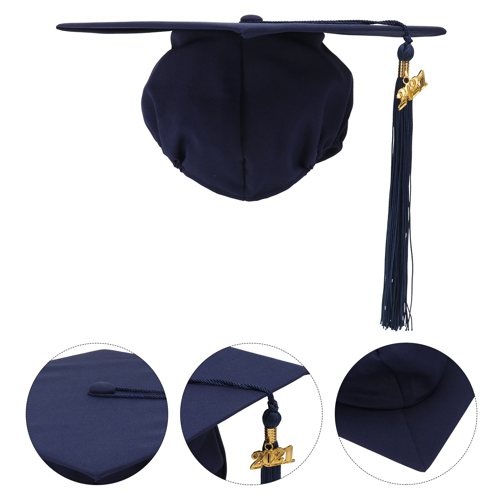 

1pc 2021 Adult Graduation Bachelor Tassel Party Hat School Disco Ceremony Cap Golden Charm Joyful Atmosphere Headgear Men Women