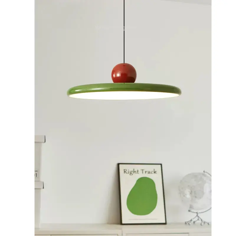 

Medieval Retro Flying Saucer Green Red Cream Wind Light Dining Room Bedside Study Light Simple Home Decor Bedroom Chandelier