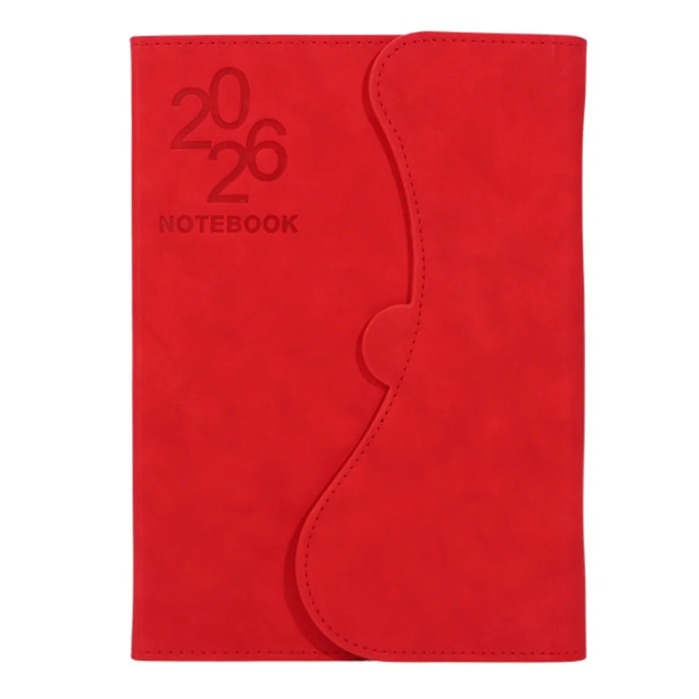 English 2026 Schedule Planner Notepad Magnetic PU Cover 12 Months To-do List Notebook Simple Bookmark Office Work Planner