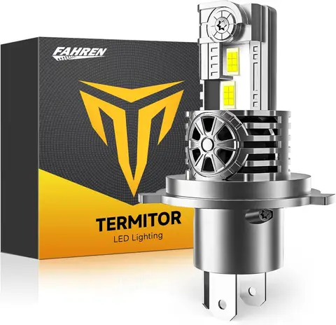 TERMITOR LED H4/9003/HB2 Bulb for Motorcycle Hi/Low Beam, 18000LM 6500K Cool White, 70000Hrs Long Service Life with Cooling Fan