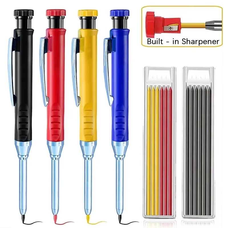 2.8mm Carpenter Mechanical Pencil with Sharpener for Woodworking Construction Long Head Carpenter Multifunctional Pencil 2025