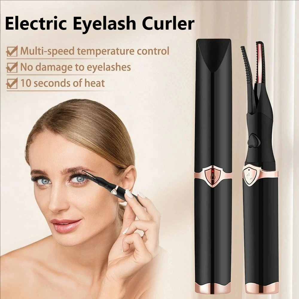 Electric Heated Eyelash Curler Portable Eyelash Curling Device Quick Heating Lash Curling Comb Clip Long-lasting Makeup Tools