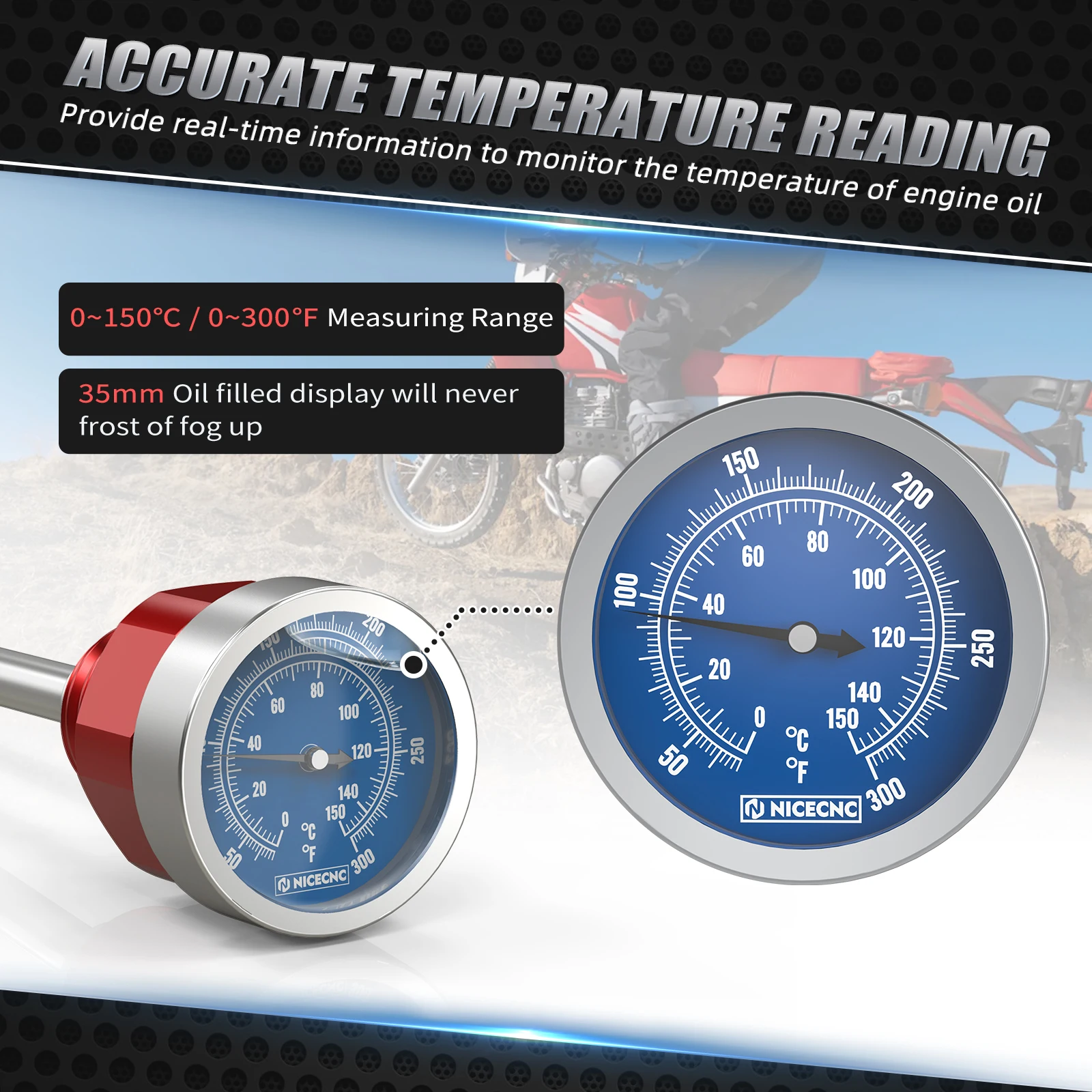 Dla 93-24 Hodna XR650L miarka poziomu oleju ze wskaźnikiem temperatury NICECNC termometr temperatury oleju щуп aluminium 304 stal nierdzewna