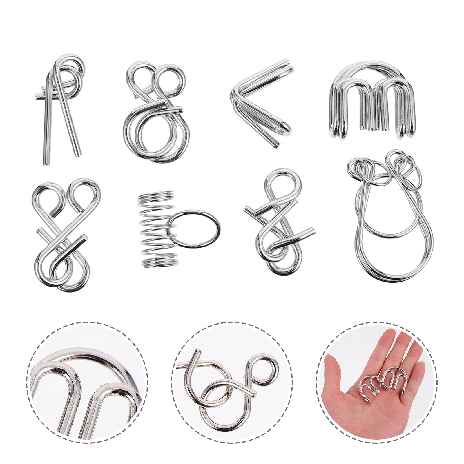 

2 Sets Ring Puzzle Unlock Game Brain Teaser Buckle Intelligence Iq Puzzle Stainless Steel Wire Disentanglement Cognitive
