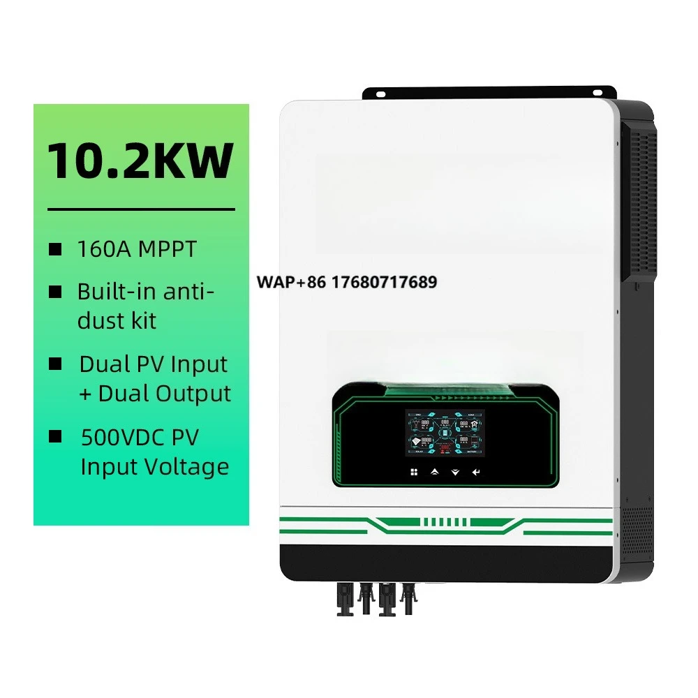 

10kva 10.2kw Hybrid Solar Inverter With Dual MPPT Dual PV Multi Modes WIFI GPRS Grid Tied Solar Inverter Home Energy