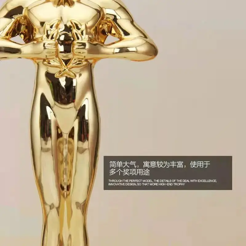 Customized Trophy Lettering Statuette Oscar Elegant Art Trophy Sports Competition Golden Statue Commemorative Trophy