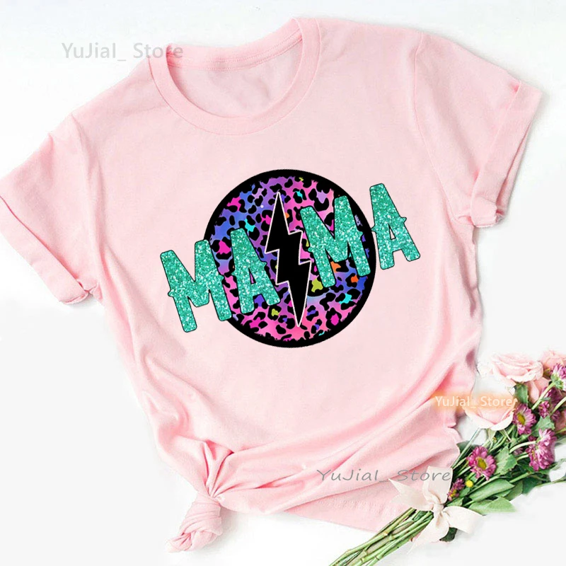 

Colorful Leopard Blessed Mama Graphic Print T Shirt Women Mother'S Day Gift Tshirt Femme Summer Fashion T-Shirt Female