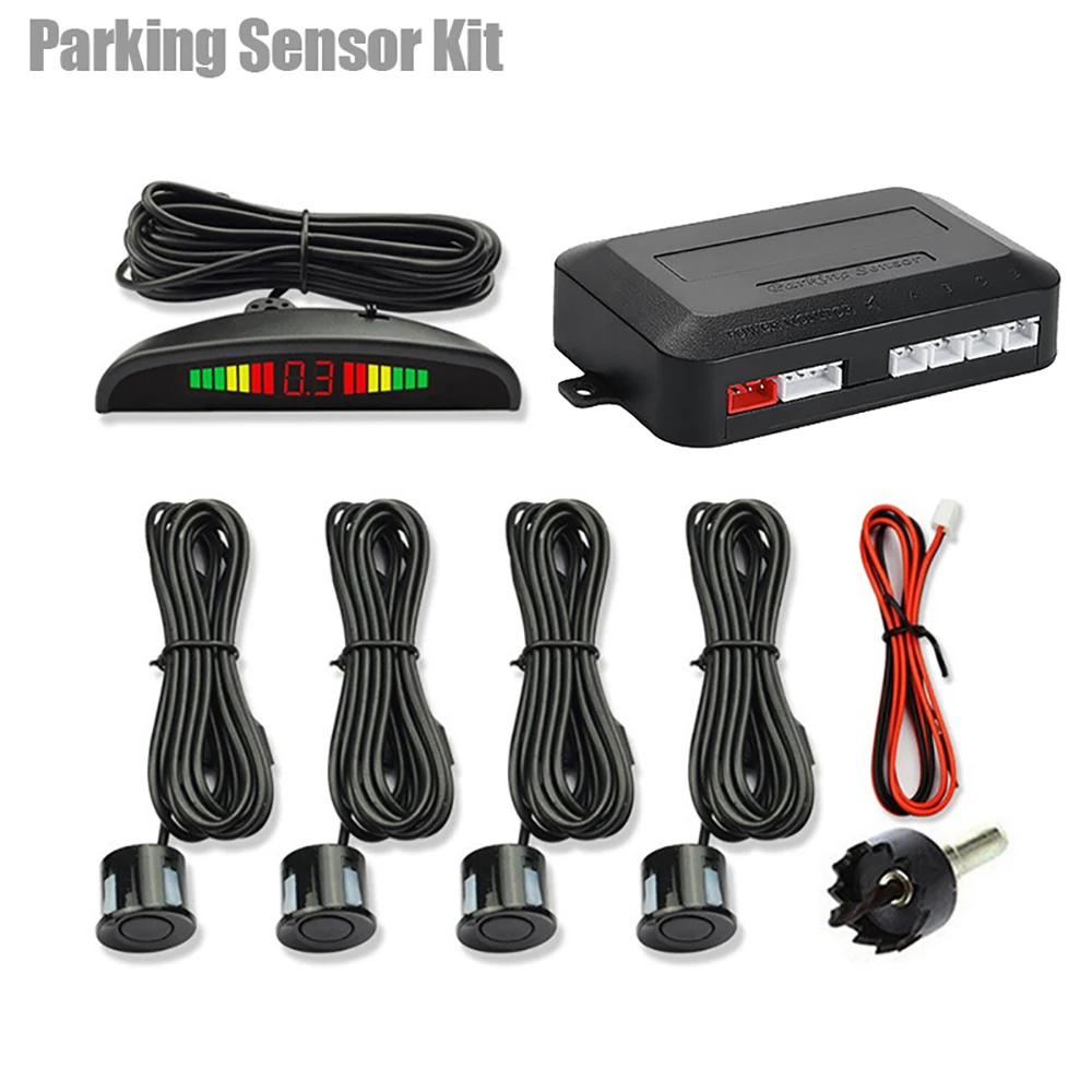 

12V Parking Sensors Kit LED Display Equipped With Buzzer 4 Sensors 22mm Backlight Reverse Backup Radar Safety Monitoring System