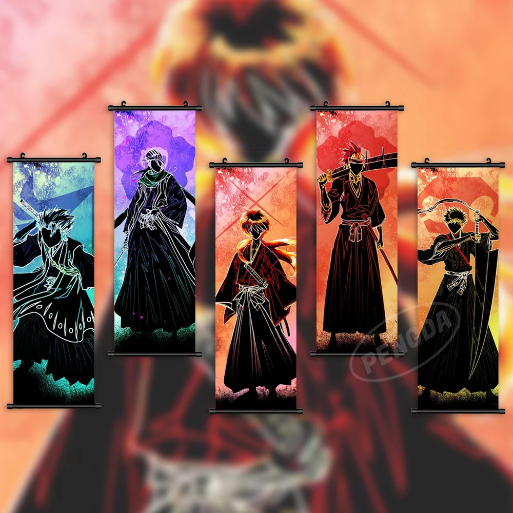 Wall Art Bleach Canvas Anime Pictures Hitsugaya Toushirou Painting Printed Kuchiki Rukia Poster Hanging Scrolls Renji Home Decor