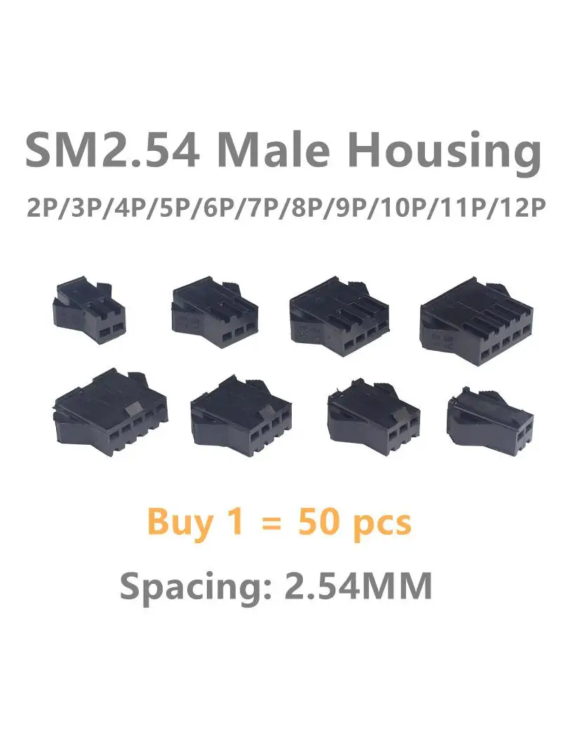 50 sztuk JST SM złącze wtyk Pitch 2.54MM mężczyzna obudowa kobieta terminale SM-2P SM-2R JST SM2.54 2/3/4/5/6/7/8/9/10/11/12 P Pin — zdjęcie 2