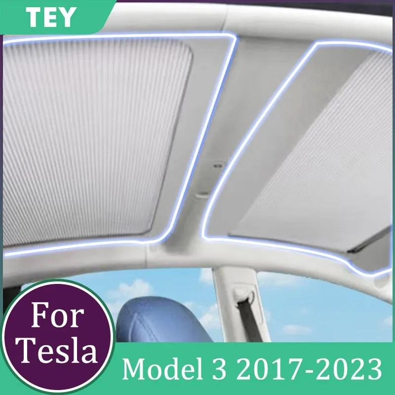 

Sunshade Net For Tesla Model 3 2017-2023 Accessories Front&Rear Sunroof Pads Convenient Foldable Sun Shade Auto Interior