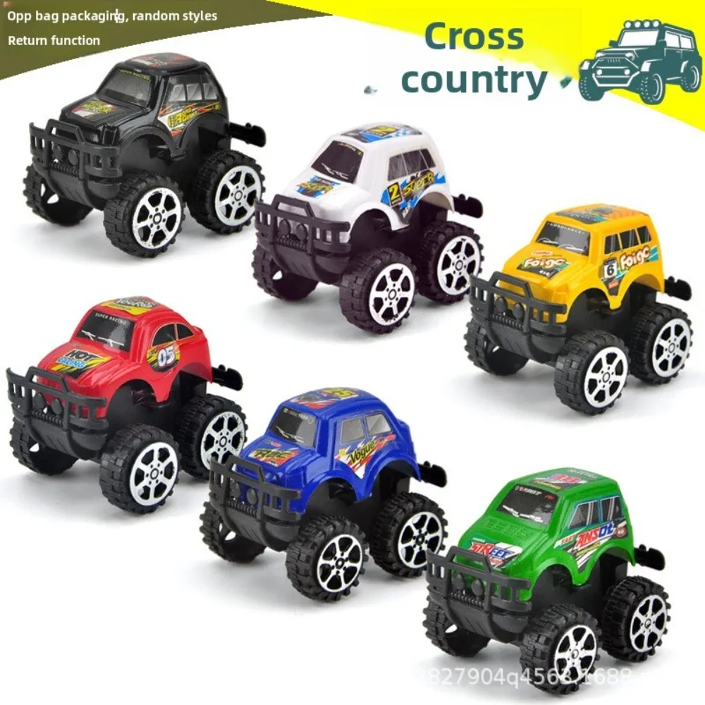 Childrens Cartoon Mini Off Road 6 Models Spray Paint Pull Back Plastic Small Car Toy for Kids Collectible Play Vehicle Gift